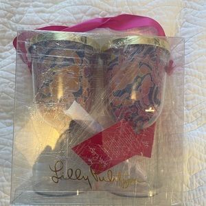 Lilly Pulitzer Wine Glass Pair with Lid still in packaging